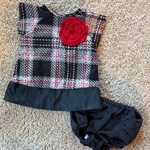 Pippa & Julie Black and Red Plaid Dress with Bloomers